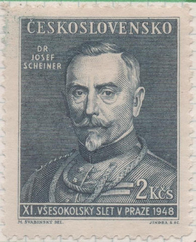 Sello E00406: hoja 29, Checoslovaquia: Sello Azul dentado. Dr Josef Scheiner. 2 Koruny
