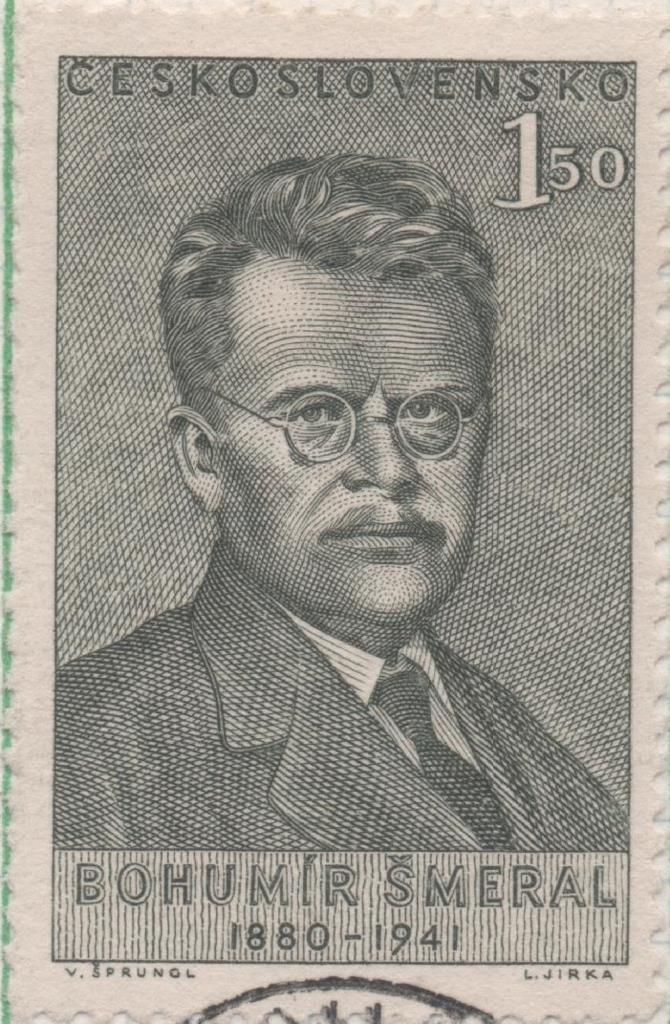 Sello E00501: hoja 35, Checoslovaquia: Sello Gris dentado. Bohumir Smeral, 1,50 Koruna