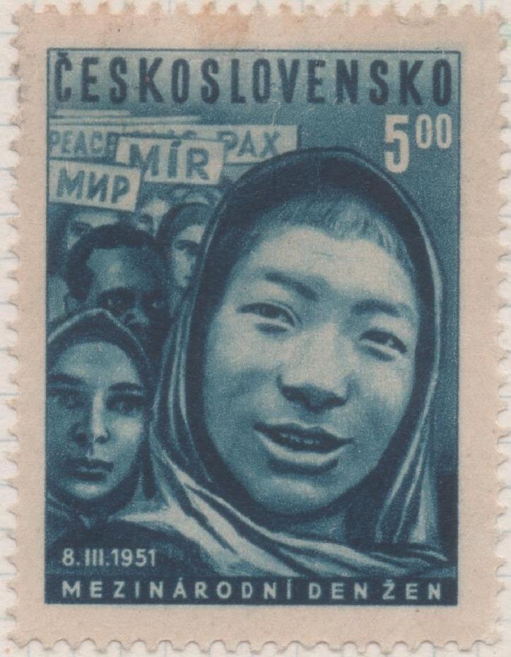 Sello E00499: hoja 34, Checoslovaquia: Sello Azul oscuro dentado. Día Inter de la Mujer, 5 Koruny
