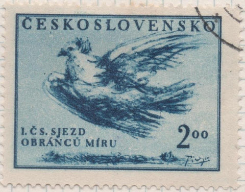 Sello E00490: hoja 34, Checoslovaquia: Sello Azul dentado. Defensores de la Paz, 2 Koruny