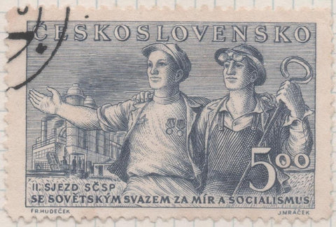 Sello E00489: hoja 34, Checoslovaquia: Sello Azul grisaceo. 2º Cong. Checo-Sovietico, 5 Koruny