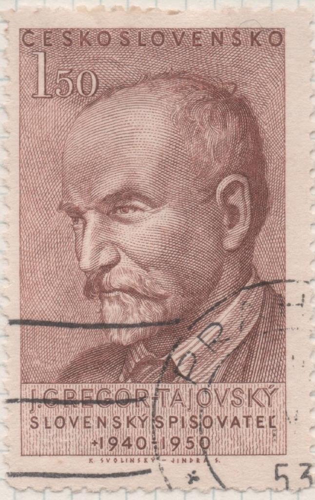 Sello E00486: hoja 33, Checoslovaquia: Sello Marron dentado. Compositor J. Gregor Tajovsky, 1,50 Koruna