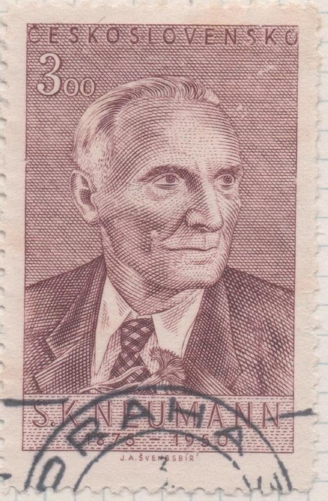 Sello E00475: hoja 33, Checoslovaquia: Sello Marron dentado. Poeta S. K. Neuman, 3 Koruny