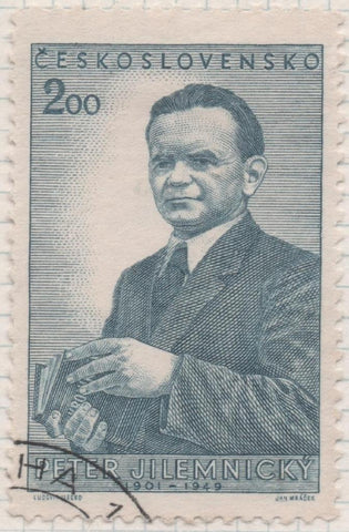 Sello E00536: hoja 37, Checoslovaquia: Sello Azul grisaceo dentado. Poeta P. Filemniky, 2 Koruna