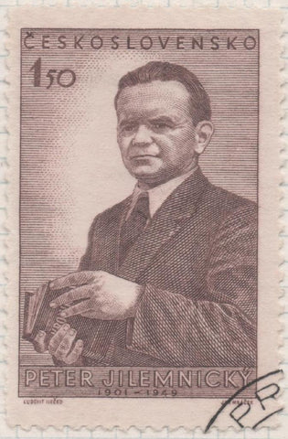 Sello E00535: hoja 37, Checoslovaquia: Sello Marrron dentado. Poeta P. Filemniky, 1,50 Koruna