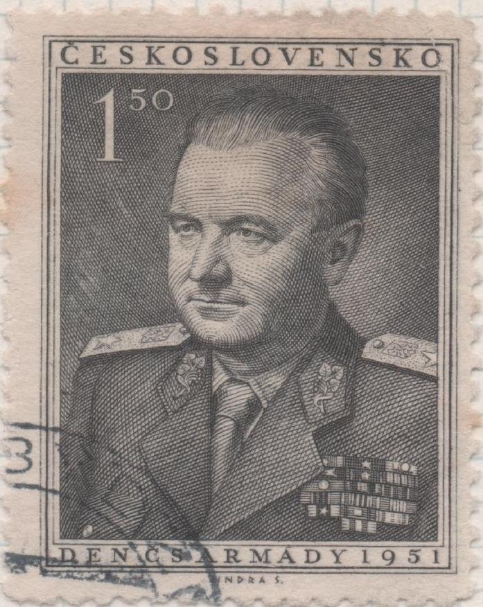 Sello E00530: hoja 37, Checoslovaquia: Sello Gris dentado. Día de la Armada, 1,50 Koruna