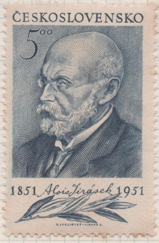 Sello E00527: hoja 36, Checoslovaquia: Sello Azul grisaceo dentado. Aniversario Romancero Alois Jirasek, 5 Koruny