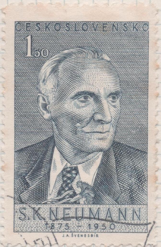 Sello E00474: hoja 33, Checoslovaquia: Sello Gris dentado. Poeta S.K. Neuman, 1,50 Koruny