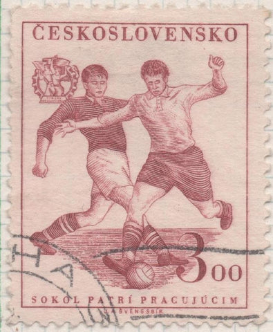 Sello E00517: hoja 36, Checoslovaquia: Sello Rojo oscuro dentado. Serie deportiva (1ª), 3 Koruny