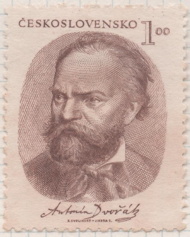Sello E00511: hoja 35, Checoslovaquia: Sello Marron claro dentado. Festival Internacional de Música de Praga, 1 Koruna