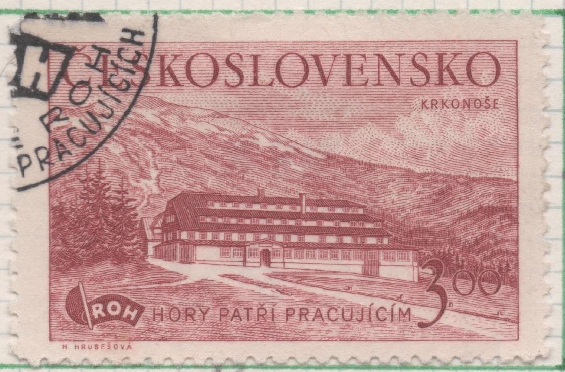 Sello E00510: hoja 35, Checoslovaquia: Sello Granate dentado. Albergues de Montaña, 3 Koruny
