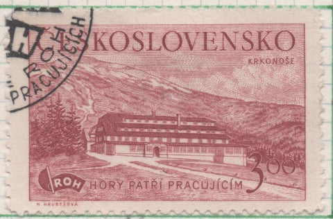 Sello E00510: hoja 35, Checoslovaquia: Sello Granate dentado. Albergues de Montaña, 3 Koruny