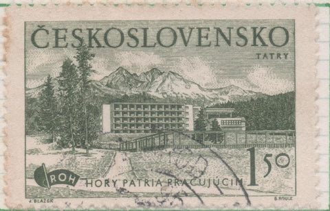 Sello E00508: hoja 35, Checoslovaquia: Sello Verde perforado. Albergues de Montaña, 1,50 Koruna