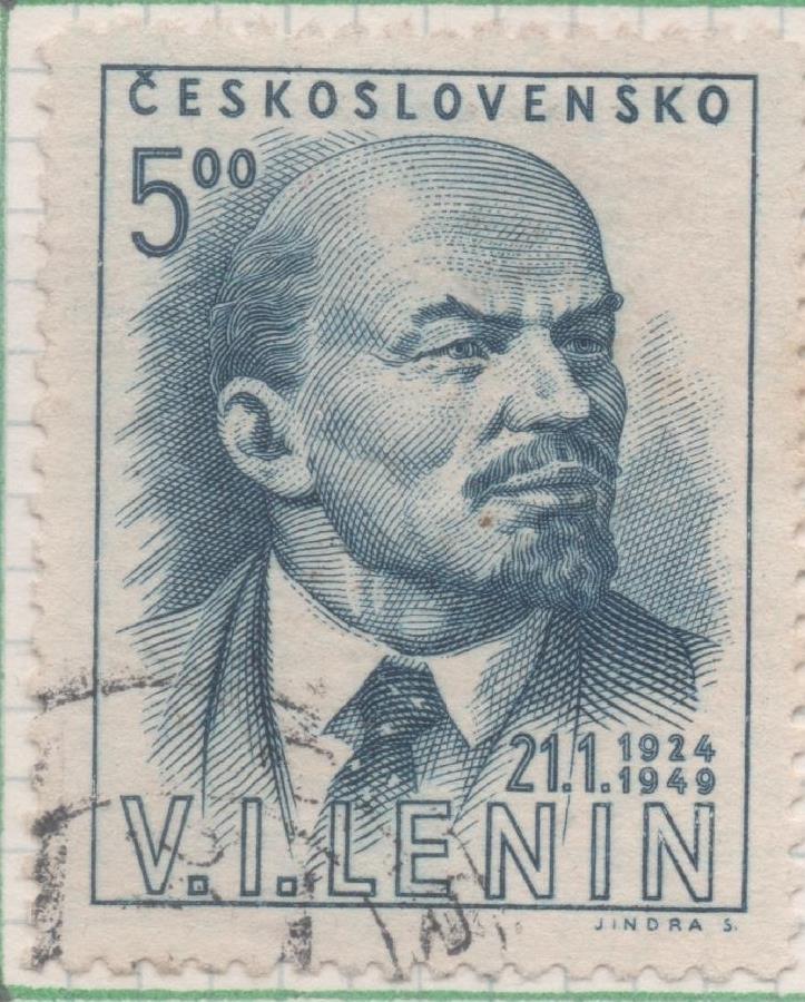 Sello E00434: Hoja 30, Checoslovaquia: Sello Azul dentado. Aniv, Muerte de Lenin, 5 Haleru