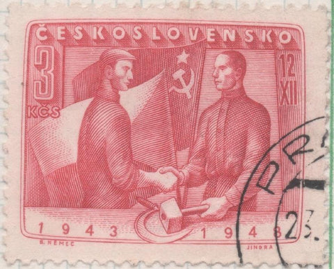 Sello E00430: hoja 30, Checoslovaquia: Sello Rojo dentado. Pacto con la URSS. 3 Koruny