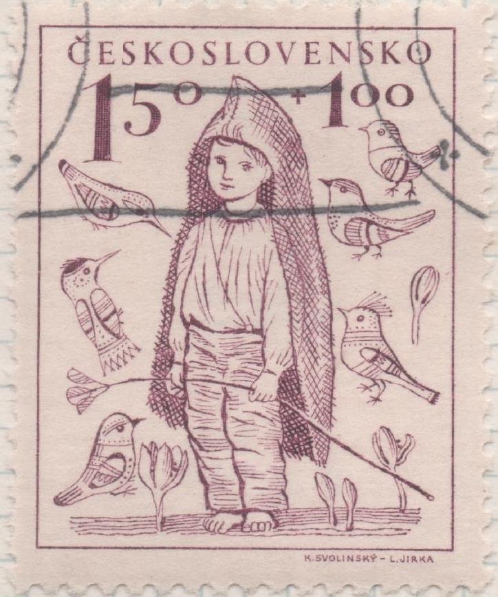 Sello E00427: hoja 30, Checoslovaquia: Sello Morado dentado. A la Infancia. 15+1 Haleru