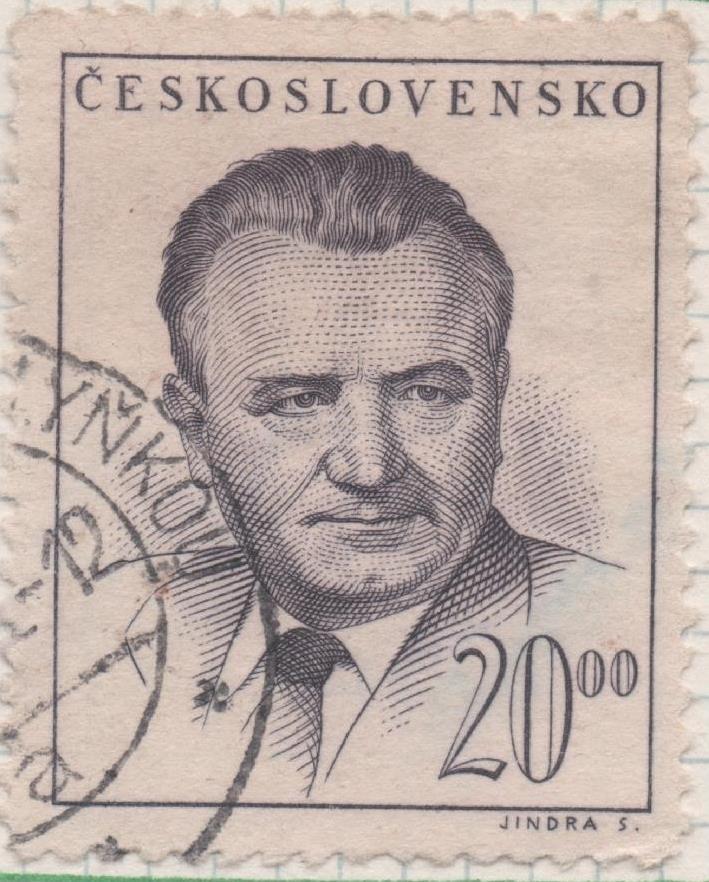 Sello E00424: hoja 30, Checoslovaquia: Sello Gris dentado. Presidente Gottwald, 20 Haleru