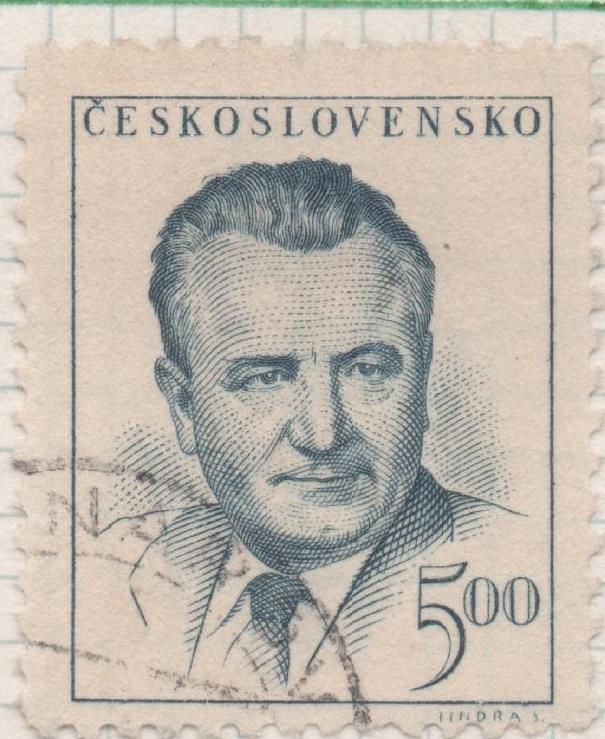 Sello E00423: hoja 30, Checoslovaquia: Sello Azul dentado. Presidente Gottwald, 5 Haleru