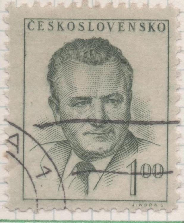 Sello E00419: hoja 30, Checoslovaquia: Sello Verde dentado. Presidente Gottwald. 1 Haleru