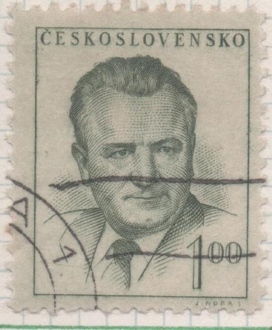 Sello E00419: hoja 30, Checoslovaquia: Sello Verde dentado. Presidente Gottwald. 1 Haleru
