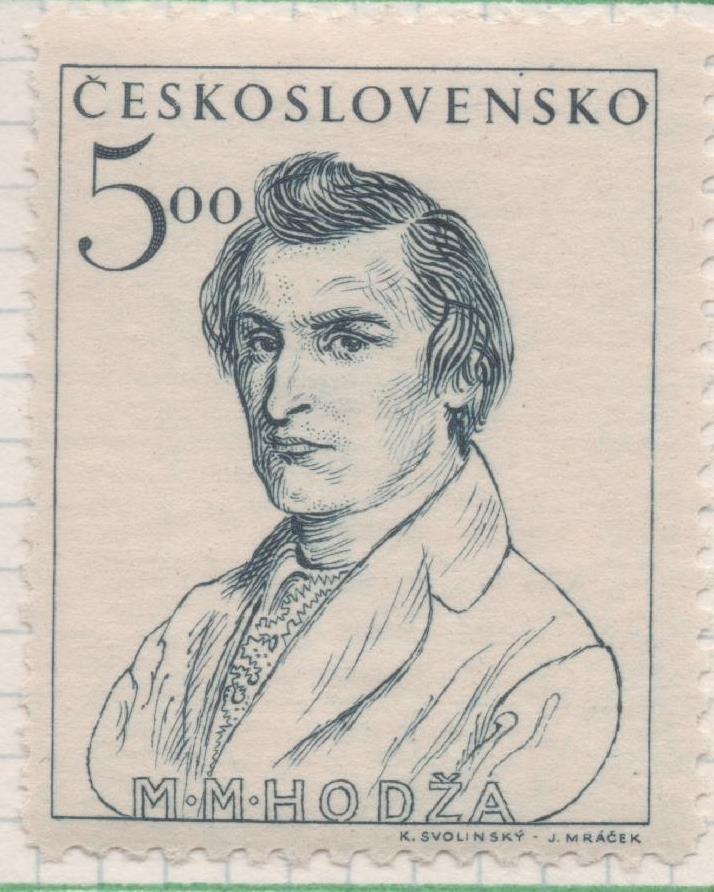Sello E00418: hoja 29, Checoslovaquia: Sello Azul dentado. Cent.Revolución Eslovaca (M.M.Hodza), 5 Haleru