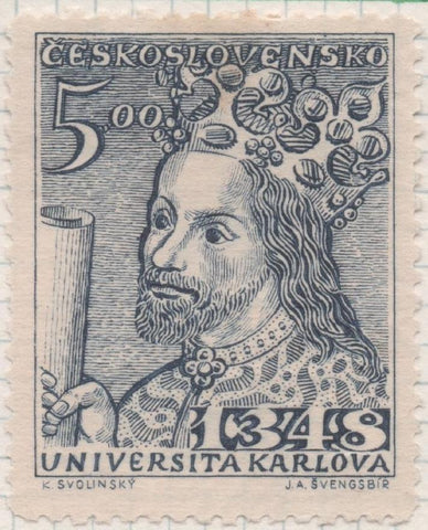 Sello E00411: hoja 29, Checoslovaquia: Sello Gris dentgado. Com.Fundación Universidad de Praga, 5,00