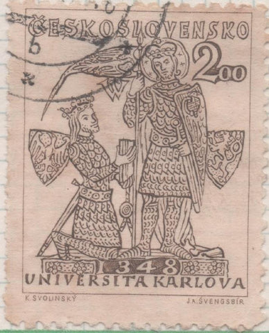Sello E00409: hoja 29, Checoslovaquia: Sello Marron dentado. Com. Fundación Universidad de Praga, 2,00