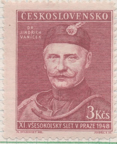 Sello E00407: hoja 29, Checoslovaquia: Sello Granate dentado. Dr. Jindrich Vanicek, 3 Koruny 