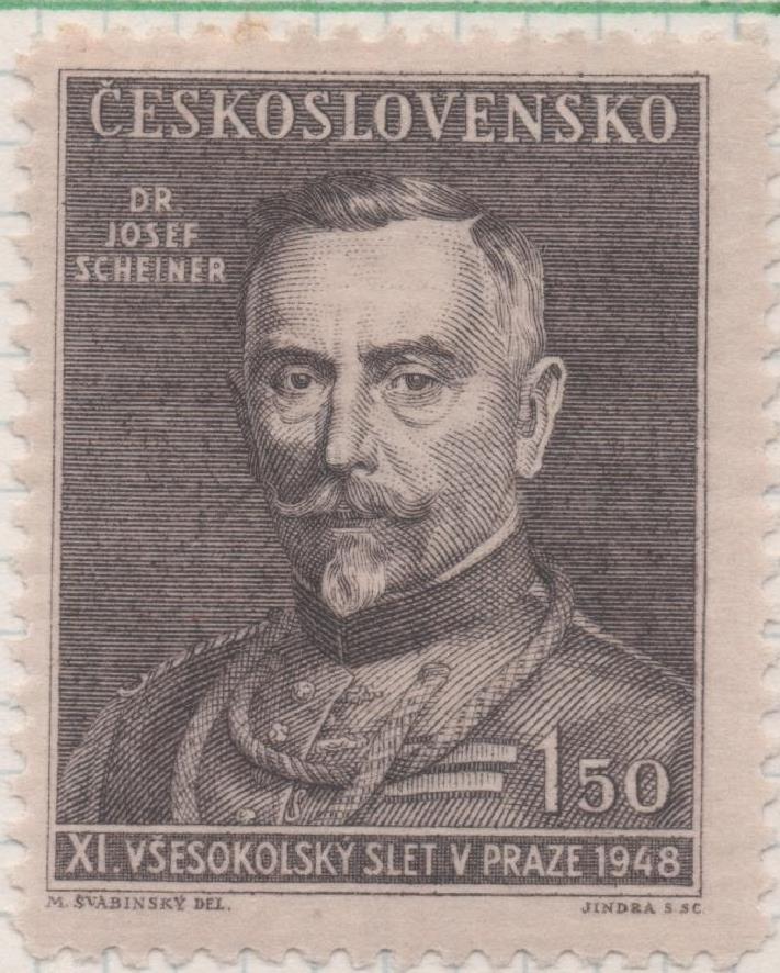 Sello E00405: hoja 29, Checoslovaquia: Sello Marron dentado. Dr. Josef Scheiner, 1,50 Haleru