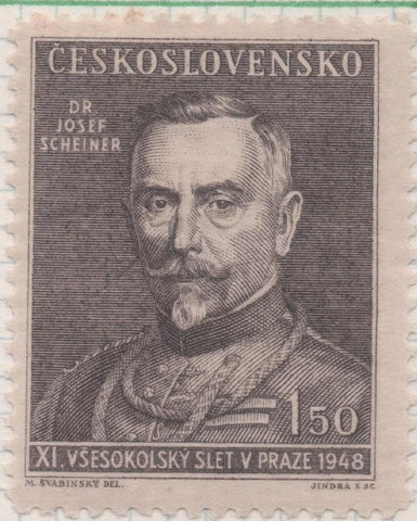 Sello E00405: hoja 29, Checoslovaquia: Sello Marron dentado. Dr. Josef Scheiner, 1,50 Haleru