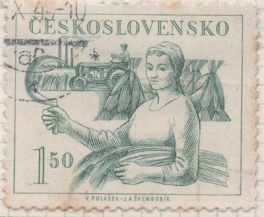 Sello E00444: hoja 31, Checoslovaquia: Sello Verde dentado. Congreso Comunista, 1,50 Koruna