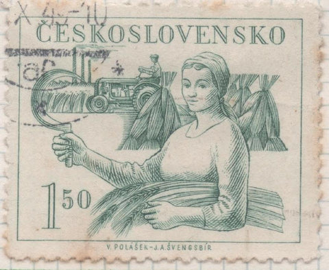 Sello E00444: hoja 31, Checoslovaquia: Sello Verde dentado. Congreso Comunista, 1,50 Koruna