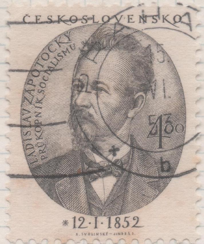 Sello E00538: hoja 37, Checoslovaquia: Sello Gris dentado.Ladislav Zápotocký, 4 Koruny