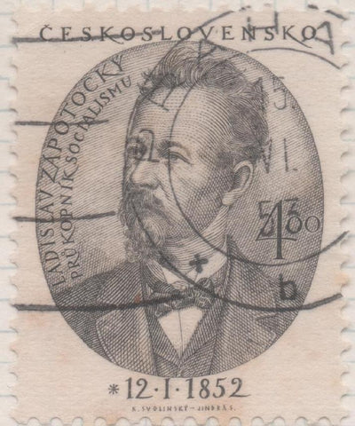 Sello E00538: hoja 37, Checoslovaquia: Sello Gris dentado.Ladislav Zápotocký, 4 Koruny