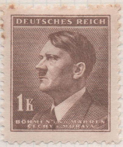 Sello E00270: hoja 23, Checoslovaquia: Sello Marron dentado. Busto de Hitler, 1 Koruna