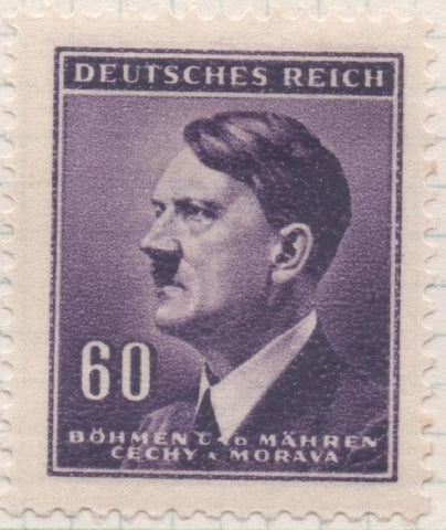 Sello E00268: hoja 23, Checoslovaquia: Sello Violeta dentado. Busto de Hitler, 60