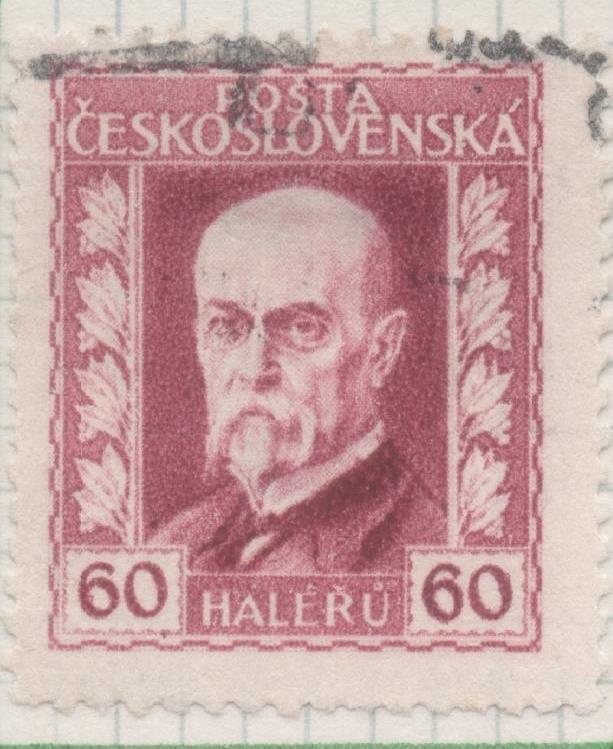 Sello E00095: hoja 10, Checoslovaquia: Sello Granate dentado. Presidente Masaryk, 60 Haleru