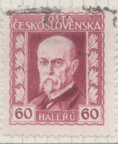 Sello E00095: hoja 10, Checoslovaquia: Sello Granate dentado. Presidente Masaryk, 60 Haleru