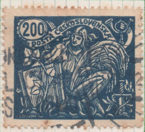 Sello E00091: hoja 10, Checoslovaquia: Sello Azul dentado. Agricultura y Ciencia, 200 Haleru