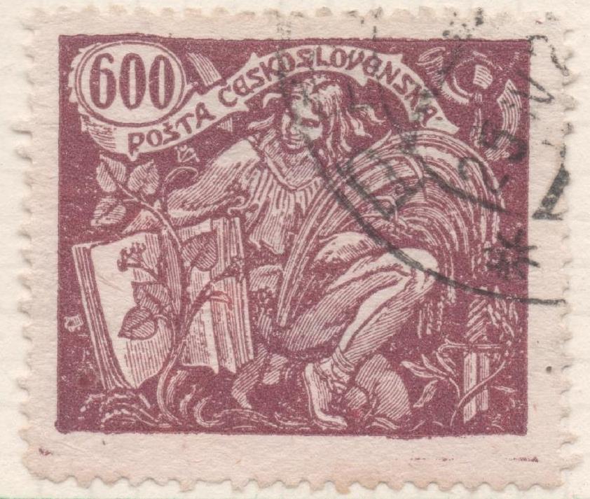 Sello E00089: hoja 9, Checoslovaquia: Sello Granate dentado. Agricultura y Ciencia, 600 Haleru