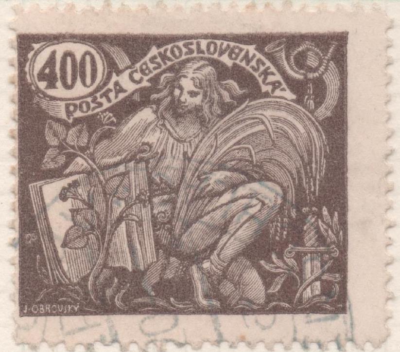Sello E00087: hoja 9, Checoslovaquia: Sello Marron dentado. Agricultura y Ciencia, 400 Haleru