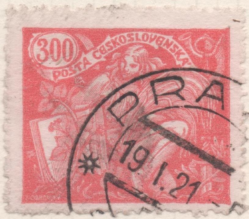 Sello E00086: hoja 9, Checoslovaquia: Sello Rojo dentado. Agricultura y Ciencia, 300 Haleru