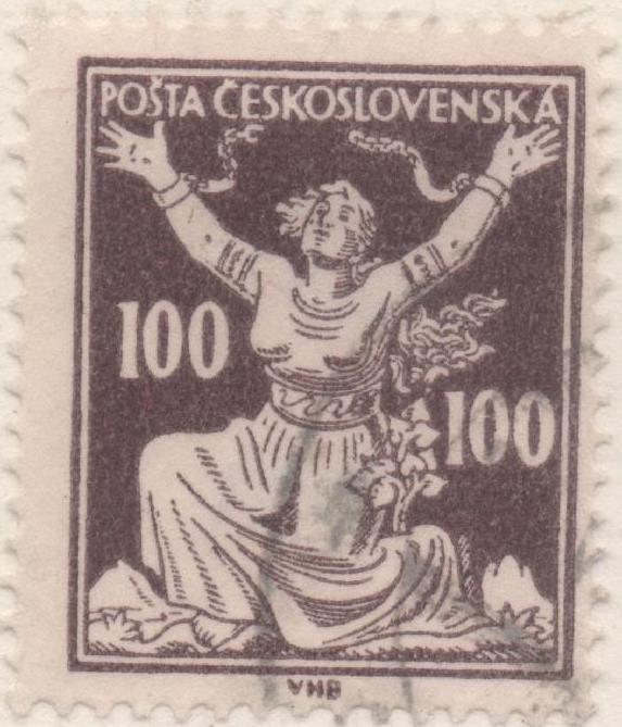 Sello E00081: hoja 9, Checoslovaquia: Sello Marron dentado. Motivos diversos, 100 Haleru