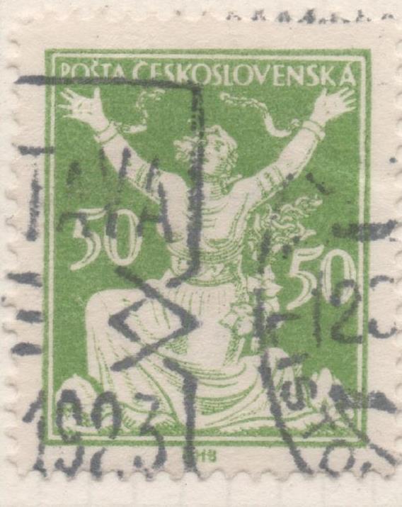 Sello E00078: hoja 9, Checoslovaquia: Sello Verde dentado. Motivos diversos, 50 Haleru