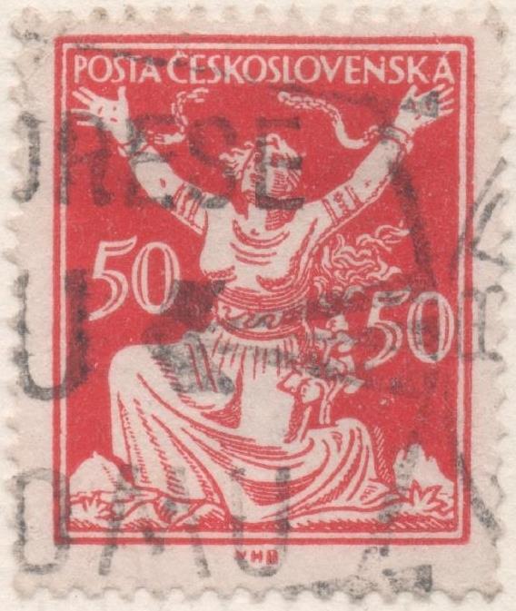 Sello E00077: hoja 9, Checoslovaquia: Sello Rojo dentado. Motivos diversso, 50 Haleru