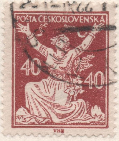 Sello E00076: hoja 9, Checoslovaquia: Sello Marron dentado. Motivos diversos, 40 Haleru