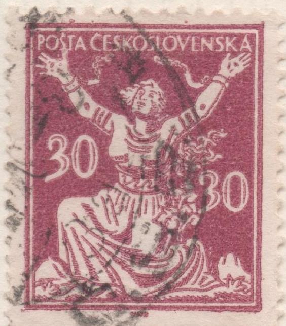 Sello E00074: hoja 9, Checoslovaquia: Sello Granate dentado. Motivos diversos, 30 Haleru