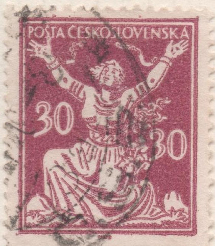 Sello E00074: hoja 9, Checoslovaquia: Sello Granate dentado. Motivos diversos, 30 Haleru