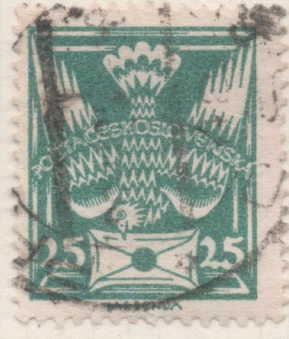 Sello E00073: hoja 9, Checoslovaquia: Sello Verde dentado. Motivos diversos, 25 Haleru