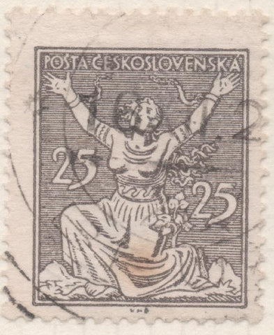 Sello E00072: hoja 9, Checoslovaquia: Sello Gris dentado. Motivos diversos, 25 Haleru